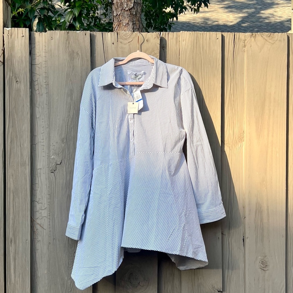 Cupio CUTP01459M Black White Striped Blouse -Size XL